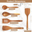 5-Piece Wooden Cooking Utensil Set with S-Hooks – Non-Stick Safe Spoons & Spatulas