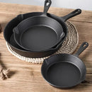 3-Piece Cast Iron Skillet Set (16/20/26cm) — Non-Stick Frying Pans for Gas & Induction