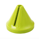 Green mini spiral vegetable shredder tool with stainless steel cutting teeth