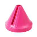 Pink mini spiral vegetable shredder tool with stainless steel cutting teeth
