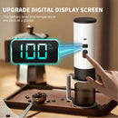 Portable coffee machine with upgraded digital display showing battery level and temperature with one touch brewing button